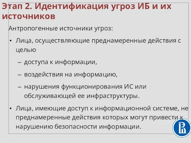 Антропогенные источники угроз: Лица, осуществляющие преднамеренные действия с целью доступа к