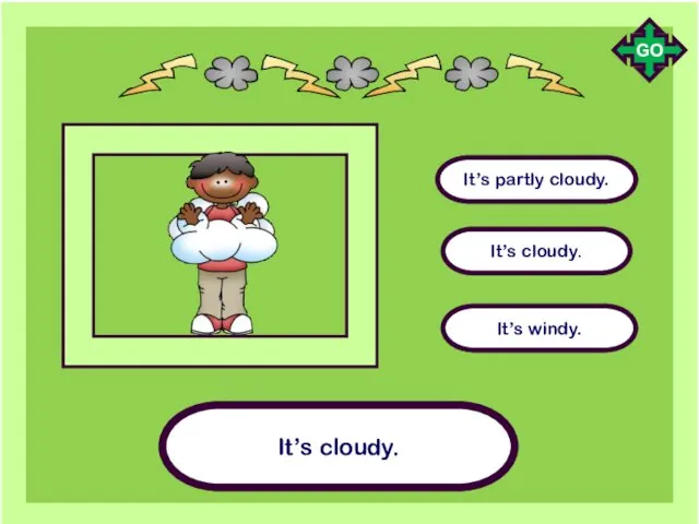 It’s cloudy. It’s partly cloudy. It’s windy. It’s cloudy. GO