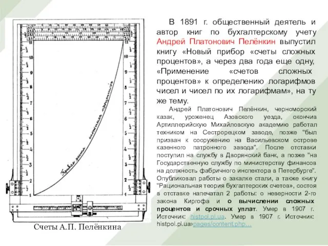 Счеты А.П. Пелёнкина В 1891 г. общественный деятель и автор книг