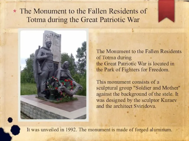 The Monument to the Fallen Residents of Totma during the Great