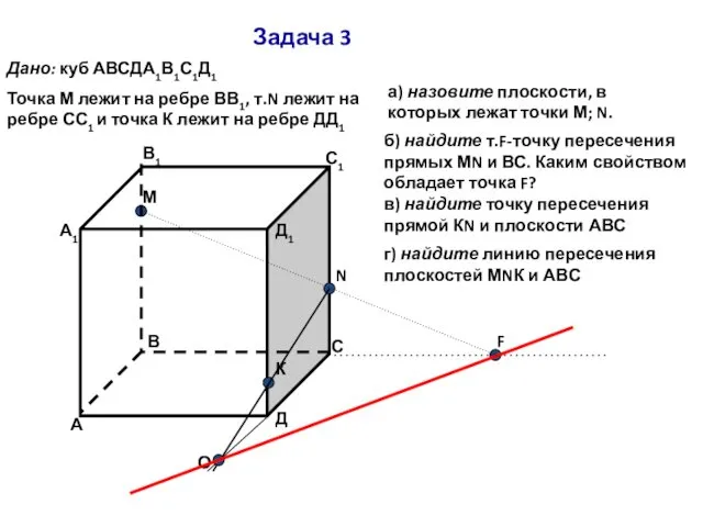 Задача 3 Дано: куб АВСДА1В1С1Д1 Точка М лежит на ребре ВВ1,