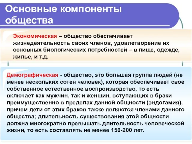 Основные компоненты общества