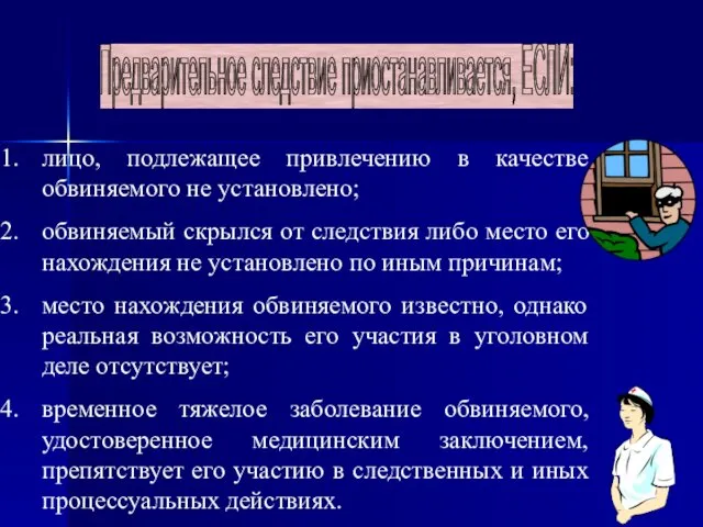 лицо, подлежащее привлечению в качестве обвиняемого не установлено; обвиняемый скрылся от