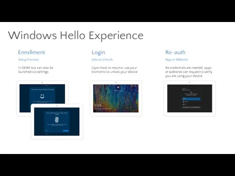 Windows Hello Experience Re-auth App or Website As credentials are needed,