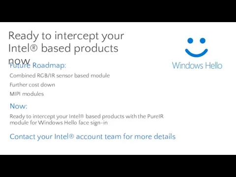 Ready to intercept your Intel® based products now Future Roadmap: Combined