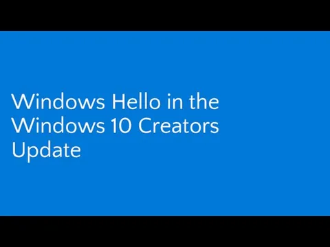 Windows Hello in the Windows 10 Creators Update