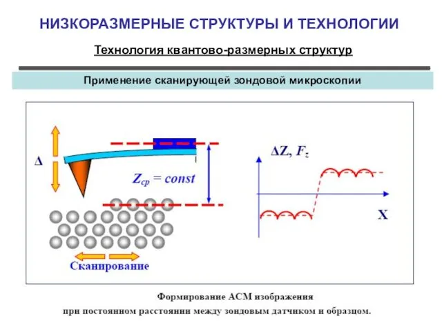 НИЗКОРАЗМЕРНЫЕ СТРУКТУРЫ И ТЕХНОЛОГИИ Технология квантово-размерных структур Применение сканирующей зондовой микроскопии