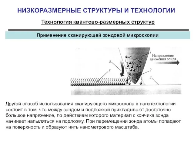 НИЗКОРАЗМЕРНЫЕ СТРУКТУРЫ И ТЕХНОЛОГИИ Технология квантово-размерных структур Применение сканирующей зондовой микроскопии