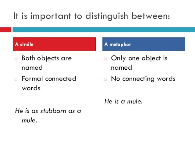 Both objects are named Formal connected words He is as stubborn