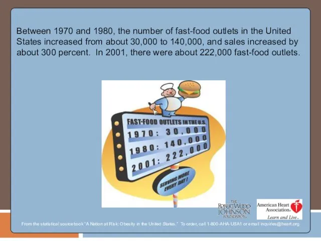 Between 1970 and 1980, the number of fast-food outlets in the