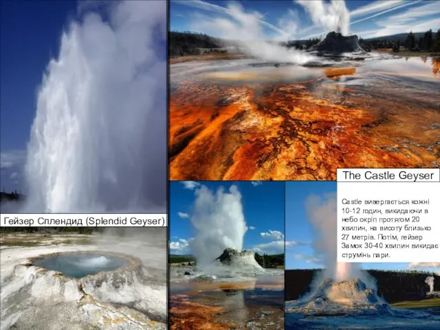 Гейзер Сплендид (Splendid Geyser) The Castle Geyser Castle вивергається кожні 10-12