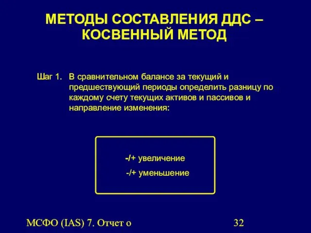 МСФО (IAS) 7. Отчет о движении денежных средств. МЕТОДЫ СОСТАВЛЕНИЯ ДДС