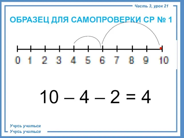 10 – 4 – 2 = 4 Учусь учиться ОБРАЗЕЦ ДЛЯ