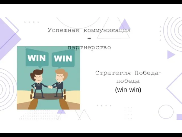 Успешная коммуникация = партнерство Стратегия Победа-победа (win-win)