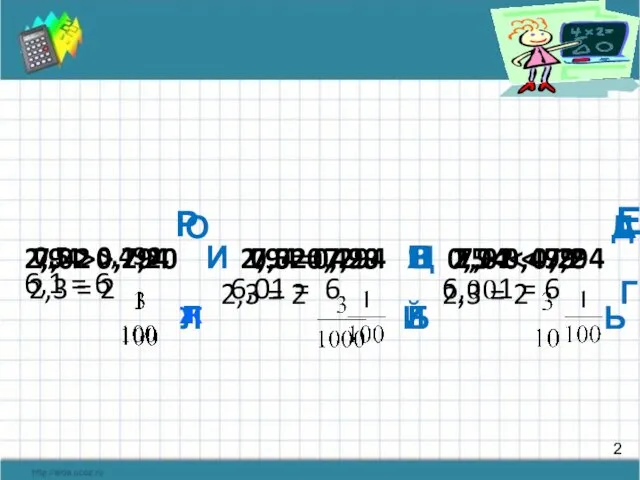 Е 6,1 = 6 О 6,01 = 6 6,001 = 6