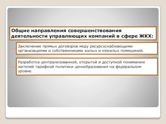 Общие направления совершенствования деятельности управляющих компаний в сфере ЖКХ: Заключение прямых