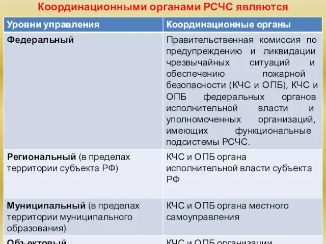 Координационными органами РСЧС являются