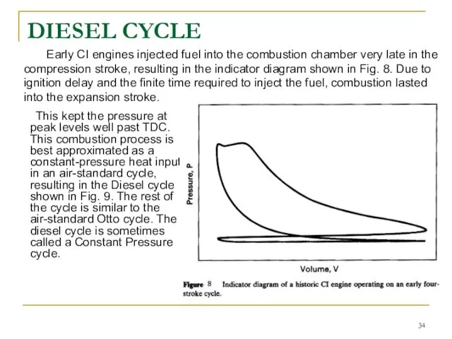 DIESEL CYCLE This kept the pressure at peak levels well past