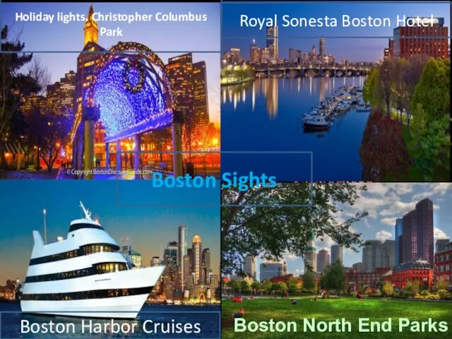 Boston North End Parks Boston Harbor Cruises Holiday lights. Christopher Columbus