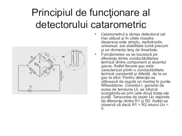 Principiul de funcţionare al detectorului catarometric Catarometrul a rămas detectorul cel