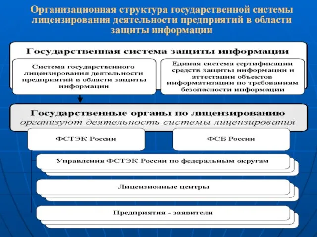 Организационная структура государственной системы лицензирования деятельности предприятий в области защиты информации