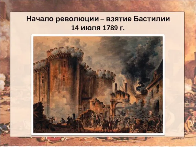 Начало революции – взятие Бастилии 14 июля 1789 г.