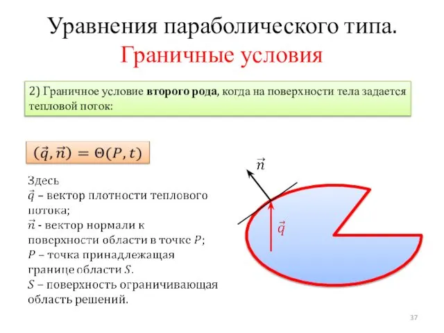 Уравнения параболического типа. Граничные условия 2) Граничное условие второго рода, когда