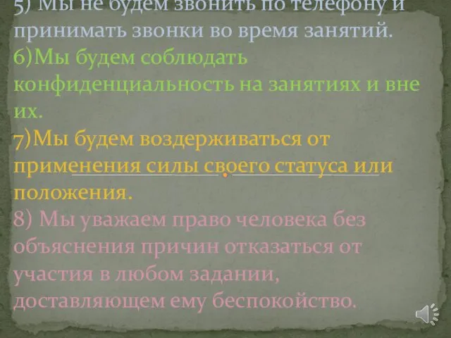 5) Мы не будем звонить по телефону и принимать звонки во