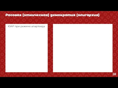 Расовая (этническая) демократия (олигархия) ЮАР при режиме апартеида