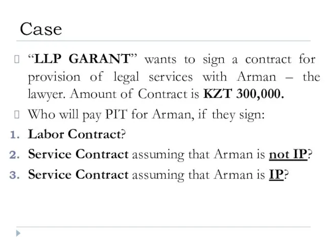 “LLP GARANT” wants to sign a contract for provision of legal