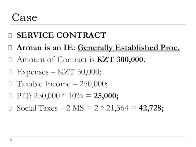 SERVICE CONTRACT Arman is an IE: Generally Established Proc. Amount of