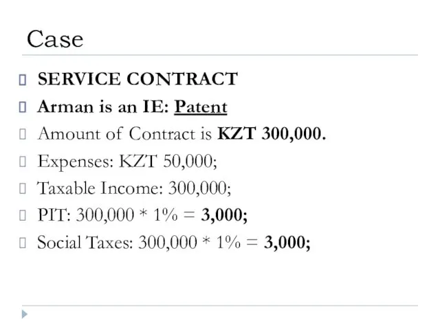 SERVICE CONTRACT Arman is an IE: Patent Amount of Contract is