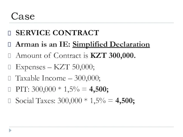 SERVICE CONTRACT Arman is an IE: Simplified Declaration Amount of Contract