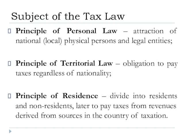 Principle of Personal Law – attraction of national (local) physical persons