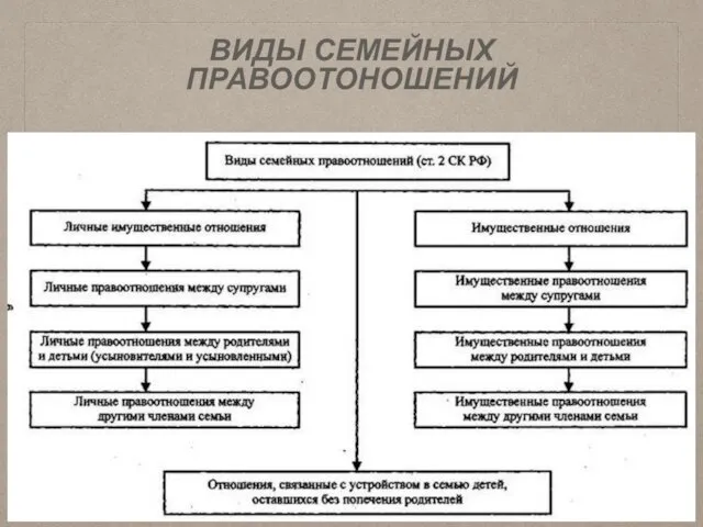 ВИДЫ СЕМЕЙНЫХ ПРАВООТОНОШЕНИЙ