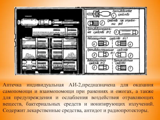 Аптечка индивидуальная АИ-2,предназначена для оказания самопомощи и взаимопомощи при ранениях и