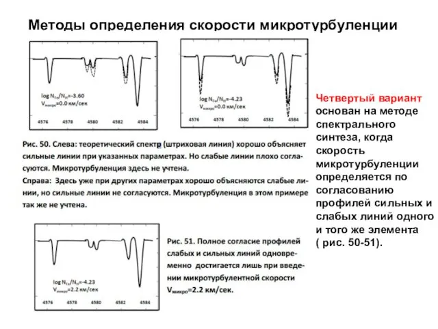 Четвертый вариант основан на методе спектрального синтеза, когда скорость микротурбуленции определяется