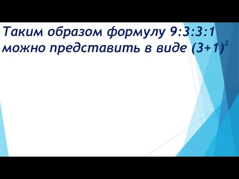 Таким образом формулу 9:3:3:1 можно представить в виде (3+1) 2