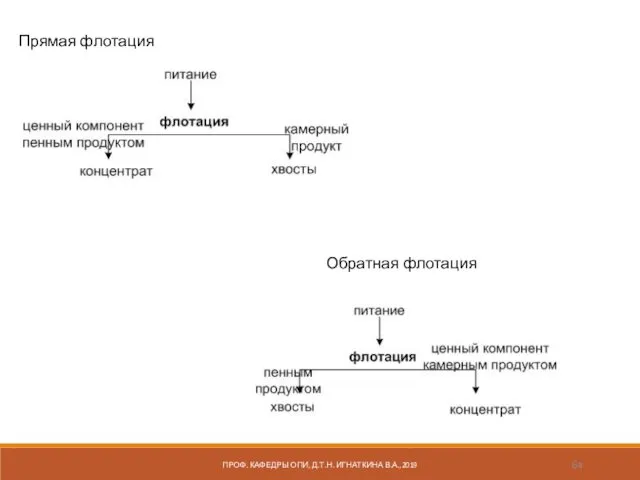 ПРОФ. КАФЕДРЫ ОПИ, Д.Т.Н. ИГНАТКИНА В.А.,2019 Прямая флотация Обратная флотация