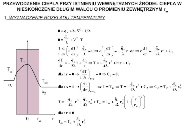 PRZEWODZENIE CIEPŁA PRZY ISTNIENIU WEWNĘTRZNYCH ŹRÓDEŁ CIEPŁA W NIESKOŃCZENIE DŁUGIM WALCU