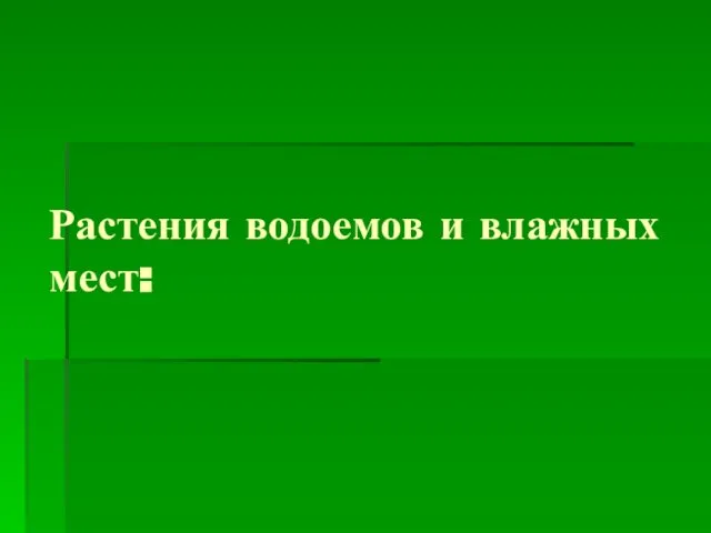 Растения водоемов и влажных мест: