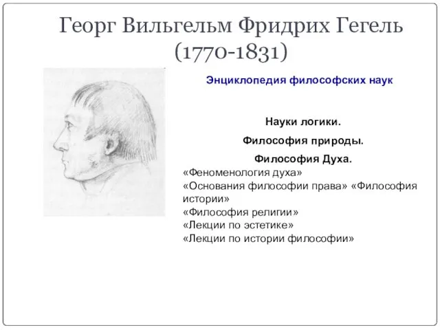 Георг Вильгельм Фридрих Гегель (1770-1831) Энциклопедия философских наук Науки логики. Философия