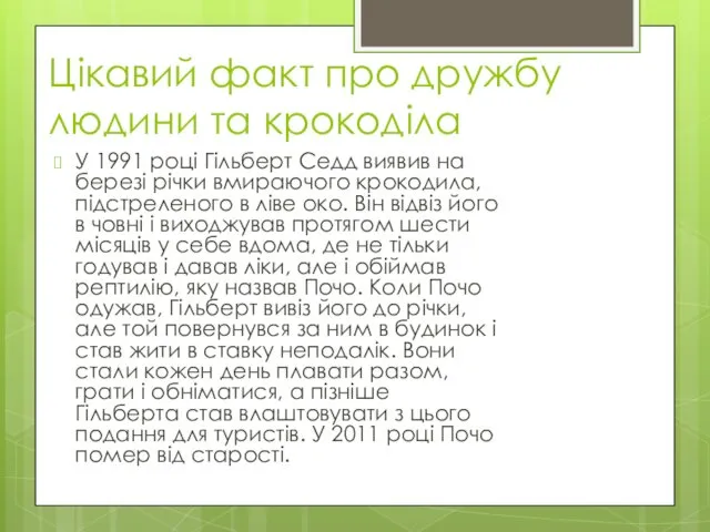 Цікавий факт про дружбу людини та крокоділа У 1991 році Гільберт