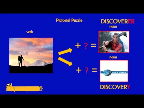 Pictorial Puzzle verb + ? = + ? = noun noun DISCOVERY DISCOVERER