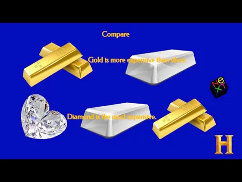 Compare Gold is more expensive than silver. Diamond is the most expensive.