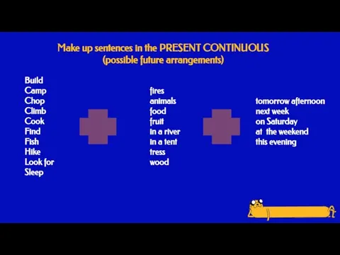 Make up sentences in the PRESENT CONTINUOUS (possible future arrangements) Build