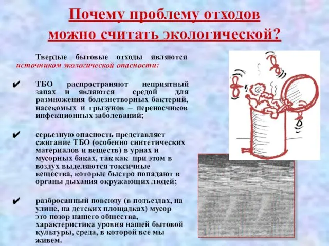 Почему проблему отходов можно считать экологической? Твердые бытовые отходы являются источником