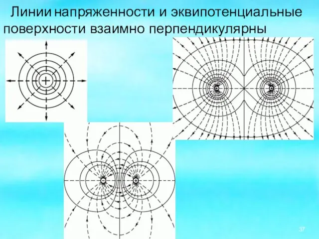 Линии напряженности и эквипотенциальные поверхности взаимно перпендикулярны