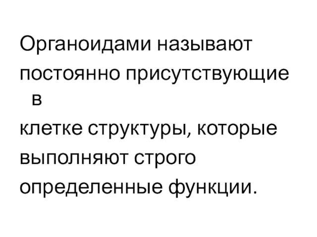 Органоидами называют постоянно присутствующие в клетке структуры, которые выполняют строго определенные функции.