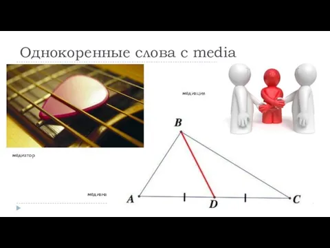 Однокоренные слова с media медиатор медиация медиана